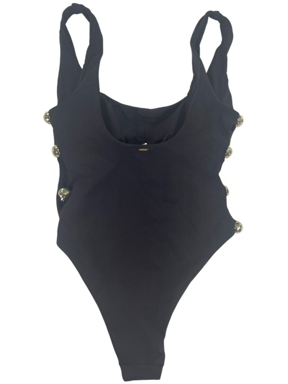 Simkhai Black One-Piece Swimsuit With Gold-Tone Details Sz Large MSRP $325 NEW - Picture 2 of 9